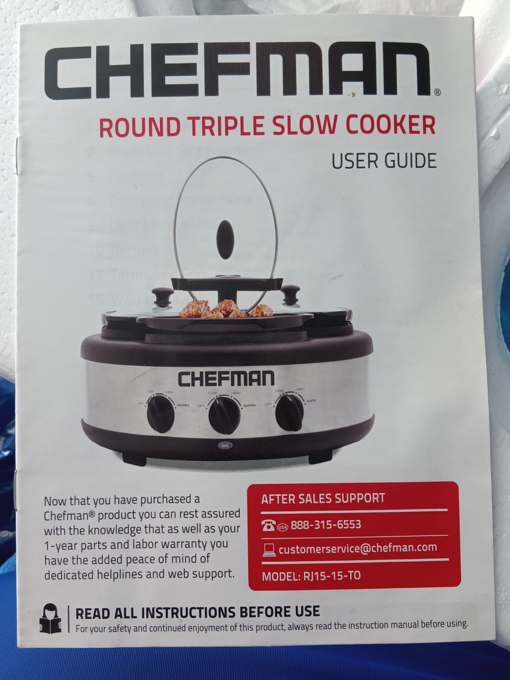 Chefman Round Triple Slow Cooker - Stainless Steel/Black